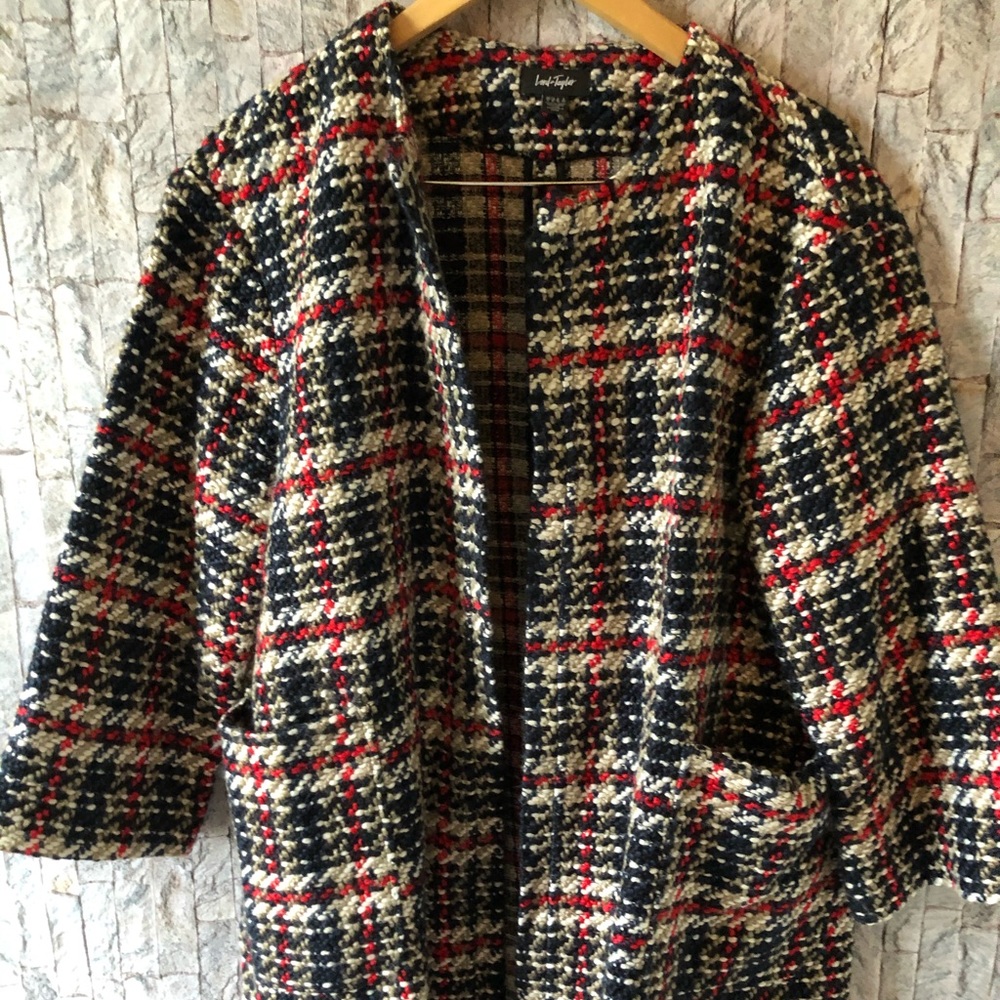 LORD AND TAYLOR Plaid Wool Blend Coat